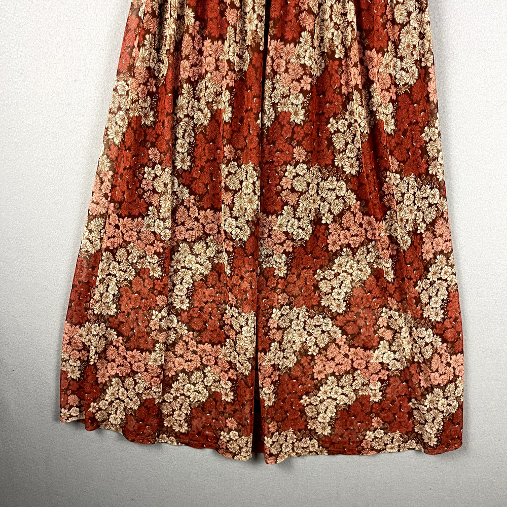 Whimsy Fairy Floral Mesh Dress Women Medium Sheer Pleated Midi Y2K Boho Peasant - Picture 3 of 16